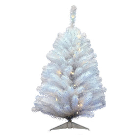 3' Pre-Lit Crystal White Spruce Artificial Christmas Tree with 50 Warm White LED Lights