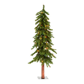 4' x 25.5" Pre-Lit Natural Alpine Artificial Christmas Tree with Multi-Colored LED Lights
