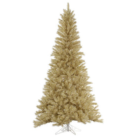 6.5' Unlit White/Gold Tinsel Artificial Christmas Tree without Lights