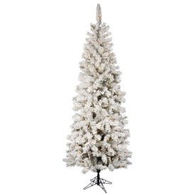 5.5' Flocked Pacific Artificial Christmas Tree with Clear Lights