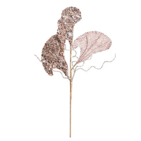 20" Rose Gold Fiddle Leaf Glitter Sprays 3 Per Bag