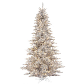 3' Pre-Lit Silver Tinsel Artificial Fir Christmas Tree with 100 Clear Lights