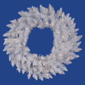 30" Sparkle White Spruce Artificial Christmas Wreath with 50 Clear Lights