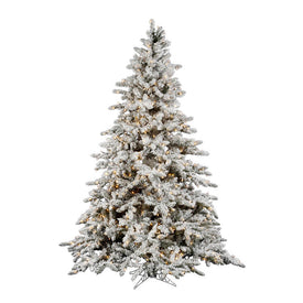 6.5' Pre-lit Flocked Utica Fir Artificial Christmas Tree with Clear Lights