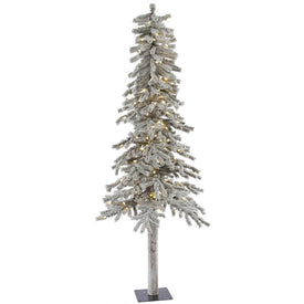 7' x 41" Pre-Lit Flocked Alpine Artificial Christmas Tree with Warm White LED Dura-Lit Lights