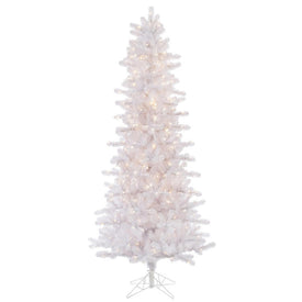 6.5' Pre-Lit Crystal White Pine Slim Artificial Christmas Tree with 400 Clear Lights