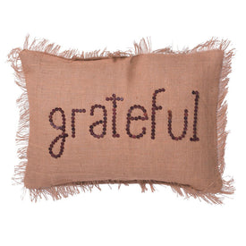 Holiday Words Grateful 20" x 14" Throw Pillow with Insert