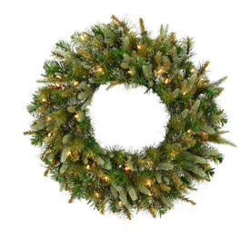 36" Cashmere Artificial Christmas Wreath with 100 Clear Lights