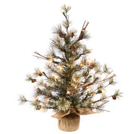 2' x 14" Pre-Lit Dakota Pine Artificial Christmas Tree with Clear Dura-Lit Lights