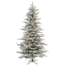 6.5' Pre-Lit Flocked Sierra Fir Slim Artificial Christmas Tree with Warm White LED Dura-Lit Lights