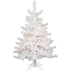 3' Pre-Lit Crystal White Spruce Artificial Christmas Tree with 50 Multi-Colored Lights