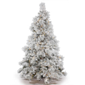 6.5' Pre-Lit Flocked Alberta Artificial Christmas Tree with Warm White LED Lights