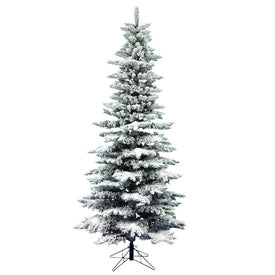 7.5' Unlit Flocked Utica Fir Slim Artificial Christmas Tree