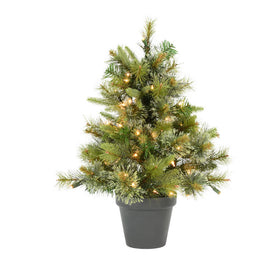 24" Cashmere Pine Potted Artificial Christmas Tree with Warm White Dura-Lit LED Lights