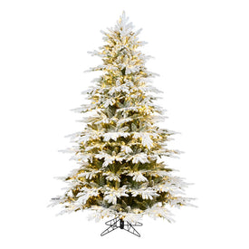7.5' x 62" Pre-Lit Flocked Kamas Fraser Artificial Christmas Tree with 1500 Warm White LED Lights