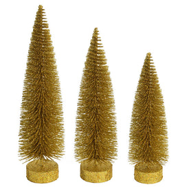 12"-14"-16" Gold Glitter Oval Pine Trees Set of 3