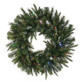 48" Cashmere Artificial Christmas Wreath with 200 Multi-Colored LED Lights