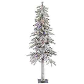 5' x 27" Pre-Lit Flocked Alpine Artificial Christmas Tree with Multi-Colored Dura-Lit Lights