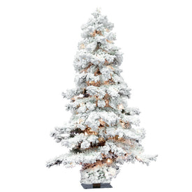 6' Pre-Lit Flocked Spruce Artificial Christmas Tree with 300 Clear Lights
