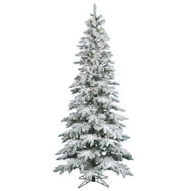 7.5' Pre-lit Flocked Utica Fir Slim Artificial Christmas Tree with Clear Lights