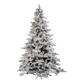 9' Pre-lit Flocked Utica Fir Artificial Christmas Tree with Multi-Colored LED Lights