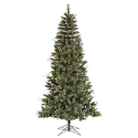 4.5' Pre-Lit Snow-Tipped Pine and Berry Artificial Christmas Tree with Warm White Dura-Lit LED Lights