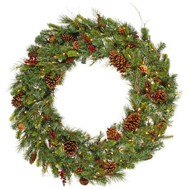 Vickerman 36" Cibola Mixed Berry Artificial Christmas Wreath, Warm White LED Lights