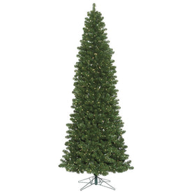 9' Pre-Lit Oregon Fir Slim Artificial Christmas Tree with Warm White Wide-Angle LED Lights