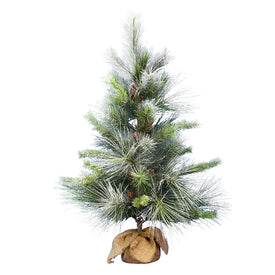 4' x 25" Unlit Frosted Myers Pine Artificial Christmas Tree with Burlap Base