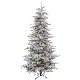 4.5' Pre-Lit Flocked Sierra Fir Slim Artificial Christmas Tree with Multi-Colored LED Dura-Lit Lights