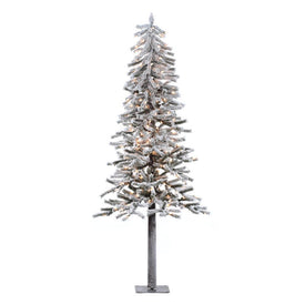 7' x 40" Pre-Lit Flocked Alpine Artificial Christmas Tree with Clear Dura-Lit Lights