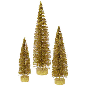 12"/16"/20" Unlit Gold Glitter Oval Artificial Christmas Trees Set of 3