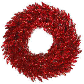 24" Unlit Red Tinsel Artificial Fir Christmas Wreath