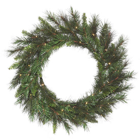 30" Pre-Lit Nulato Wreath with 70 Warm White Wide-Angle Battery-Operated LED Lights