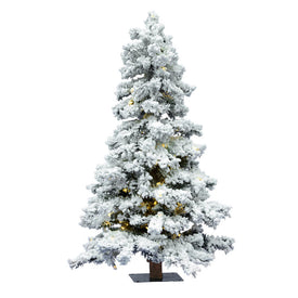 5' Pre-Lit Flocked Spruce Artificial Christmas Tree with Warm White Dura-Lit LED Lights
