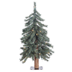 2' Pre-Lit Natural Bark Alpine Artificial Christmas Tree with Clear Dura-Lit Lights