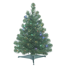 26" Pre-Lit Oregon Fir Artificial Christmas Tree with Multi-Color Wide-Angle LED Lights