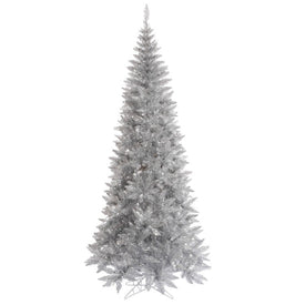 7.5' Unlit Silver Tinsel Slim Artificial Fir Christmas Tree
