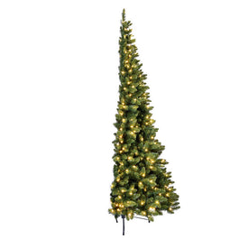 7.5' x 50" Chapel Pine Artificial Christmas Half Tree with 450 Warm White Dura-Lit LED Lights