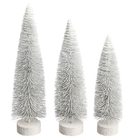 12"-14"-16" White Oval Pine Trees Set of 3