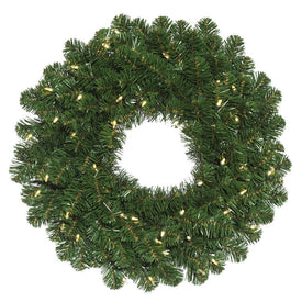 48" Pre-Lit Oregon Fir Artificial Christmas Wreath with 150 Warm White LED Lights and 300 Tips