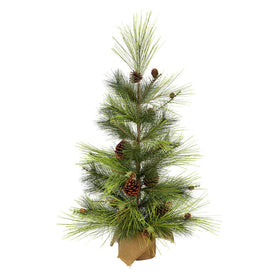 3' x 22" Unlit Larkspur Pine Artificial Christmas Tree with Burlap Base