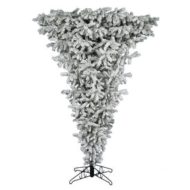 7.5' Flocked Upside Down Artificial Christmas Tree with Clear Lights