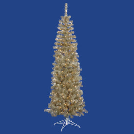 4.5' Pre-Lit Champagne Pencil Artificial Christmas Tree with 150 Clear Lights