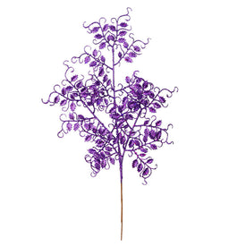22" Purple Glitter Mini Ruscus Leaf Spray