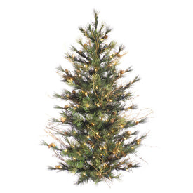 3' Pre-Lit Mixed Country Pine Artificial Christmas Wall Tree with Clear Dura-Lit Mini Lights