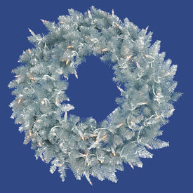30" Pre-Lit Silver Fir Artificial Christmas Wreath with 100 Clear Lights