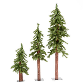 2", 3", 4" Unlit Natural Alpine Artificial Christmas Trees Set