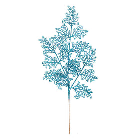22" Turquoise Glitter Lace Holly Leaf Spray