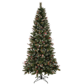 6' Pre-Lit Snow-Tipped Pine and Berry Artificial Christmas Tree with Multi-Colored Dura-Lit LED Lights